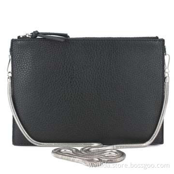 Simple and fashionable shoulder bag with a snake chain, made of pebble PU